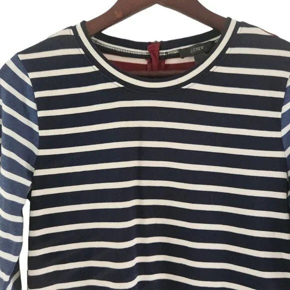 J Crew Mixed Stripe Blue Red 3/4 Sleeve Zipper Back Size Small Womens - Picture 2 of 6